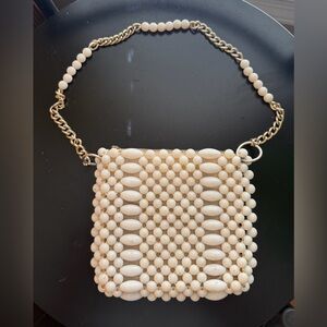 Elegant Cream Beaded Women's Bag